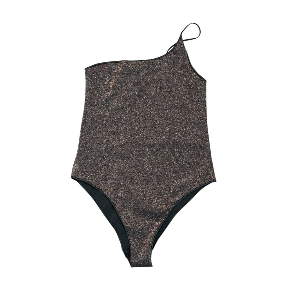 Trendyol Bronze Metallic One Shoulder Shimmer Swimsuit Women's Size 36 US 4 NWT
